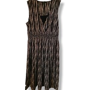 Alfani Size Large Sleeveless Brown And White Midi Dress